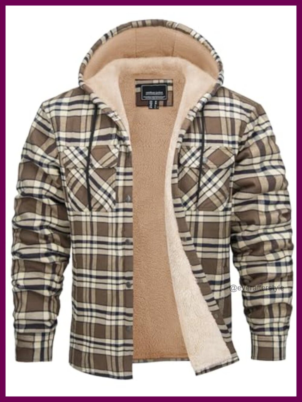 MAGCOMSEN Men's Cotton Flannel Hooded Jacket Fleece Lined Plaid Button Down